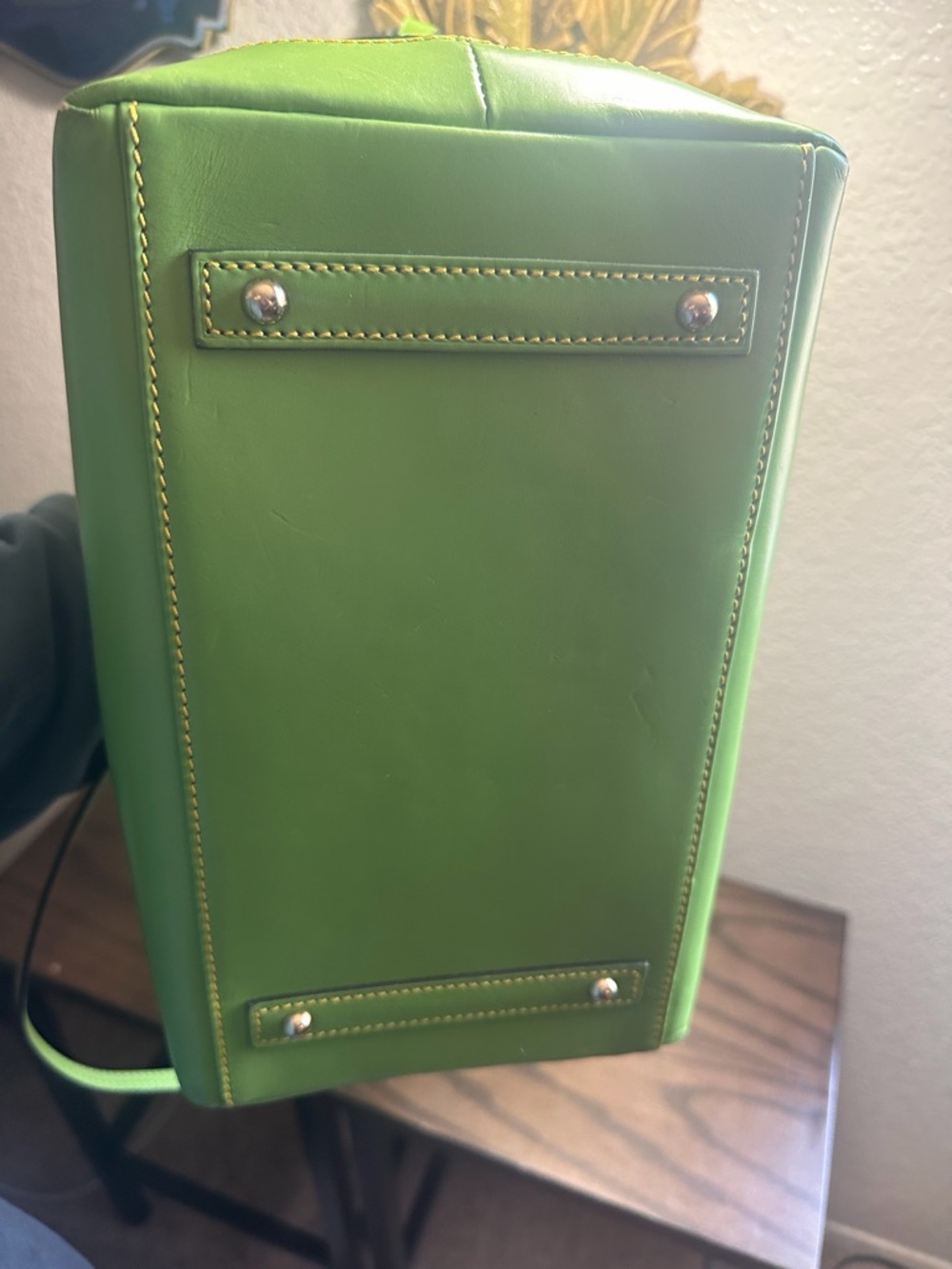 Dooney & Bourke Green Leather Satchel with Crossbody Strap - Picture 7 of 8